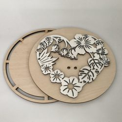 Horgolható fa alap szett - virágos szív