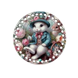 15 cm horgolható alap - fehér nyuszi kalapban