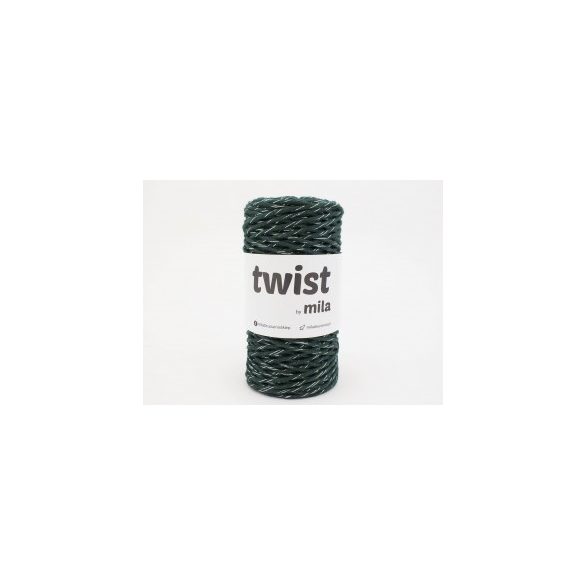 Twist sodrott pamutfonal 3 mm - palackzöld-ezüst